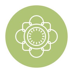 png image of yoga mantra icon in white lines with green background