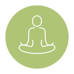 Line icon of yoga poses with green background