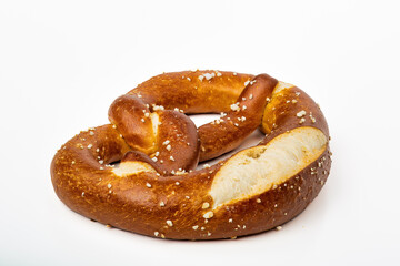 Delicious German-Style Pretzel on White Background - Perfect Snack for Any Occasion