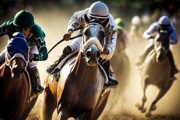 Obraz premium horse and jockey racing at belmont