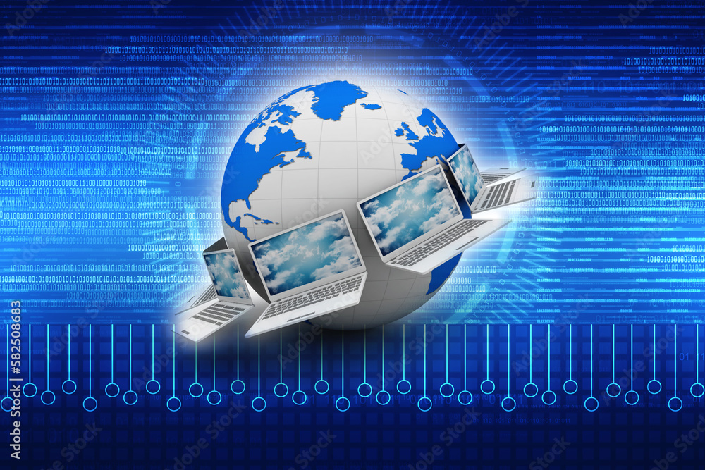 Poster 3d rendering technology computer network