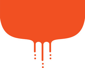 orange paint on a white background, flowing and spilled paint on the wall, colorful materials store