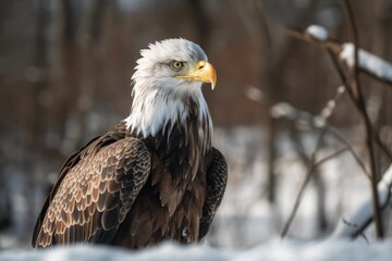 Obraz premium Eagle, Wild bird, White tailed in Hokkaido, Noshi peninsula. Generative AI
