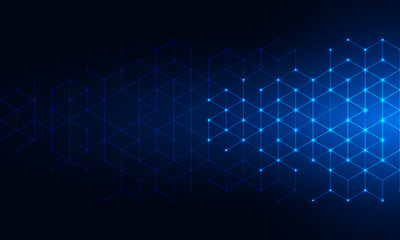 Abstract technology background and design element with hexagons pattern and geometric shapes. Creative vector illustration