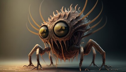 Fantastic alien, insect close-up. Generative AI Digital Illustration