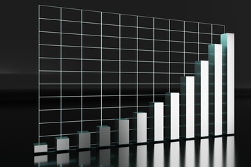 3D render of a growing business chart