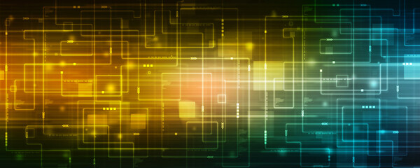 2d illustration Abstract futuristic electronic circuit technology background
