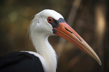 Obraz premium The stork, black (Ciconia nigra). Huge member of the Ciconiidae family of storks. Generative AI