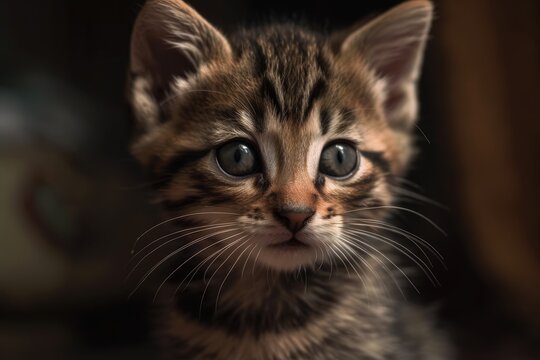 Portrait of a kitten. Generative AI