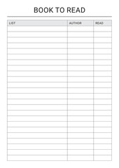 Book To  Read Planner