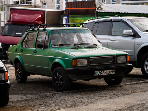 Ust-Kamenogorsk , kz &ndash; November 6, 2021. Car Volkswagen Jetta A1 4-door (first generation). Compact car.