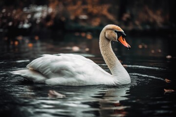 Fototapeta premium the mute swan Swimming in the lake is Cygnus olor. Generative AI