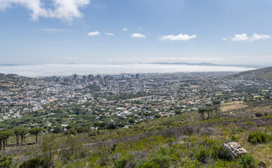 downtown aerial cityscape from Garden neighborhood, Cape Town
