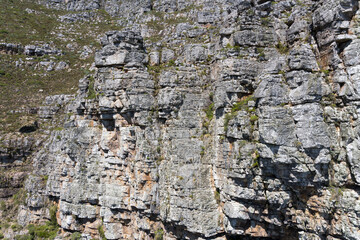 rocks of steep cliffs on eastern slopes of Table Mountain, Cape Town