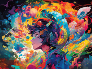 Color poster art . Generative AI