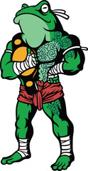Battle Frog Muay Thai Fighter with Championship Belt on its Shoulder
