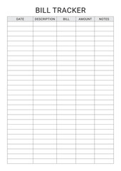 Bill Tracker Planner