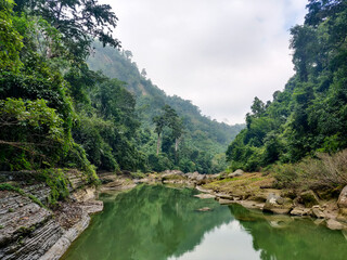 Natural view of the Sangu river at Tindu. Bandarban, Bangladesh