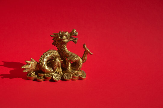the golden dragon. Chinese horoscope, new year of the dragon 2024. background for the design.