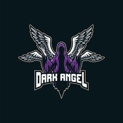 Dark angel mascot logo design vector with modern illustration concept style for badge, emblem and t shirt printing. dark angel illustration for sport and esport team.