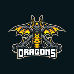 Dragon mascot logo design vector with modern illustration concept style for badge, emblem and t shirt printing. Dragon illustration for sport and esport team.