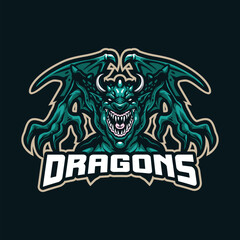 Dragon mascot logo design vector with modern illustration concept style for badge, emblem and t shirt printing. Angry dragon illustration for sport and esport team.