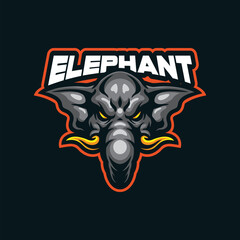 Elephant mascot logo design vector with modern illustration concept style for badge, emblem and t shirt printing. Angry elephant illustration.