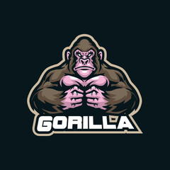 Gorilla mascot logo design vector with modern illustration concept style for badge, emblem and t shirt printing. Gorilla illustration for sport and esport team.
