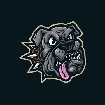 Dog mascot logo design vector with modern illustration concept style for badge, emblem and t shirt printing. Dog illustration for sport and esport team.