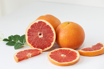 Naklejka na ściany i meble Grapefruit citrus fruit with half isolated