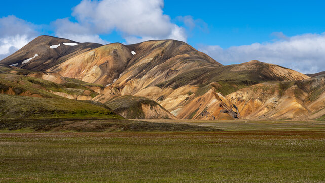 Colorful rhyolite mountains at Landmannalaugar, Iceland. Laugavegur hiking trail in Iceland