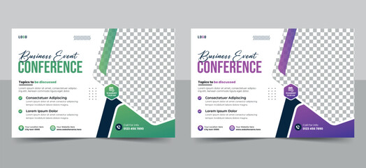 Abstract Business technology conference flyer and event invitation banner template design or corporate business workshop, meeting & training promotion poster.	
