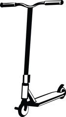 Black and White Cartoon Illustration Vector of a Scooter