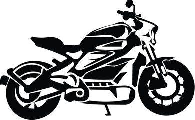Black and White Cartoon Illustration Vector of Motorbike