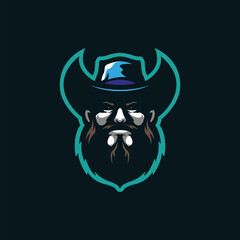 Cowboy mascot logo design vector with modern illustration concept style for badge, emblem and t shirt printing. Cowboy illustration for sport and esport team.
