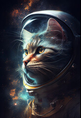 Portrait sci-fi space cat, astronaut, generative AI