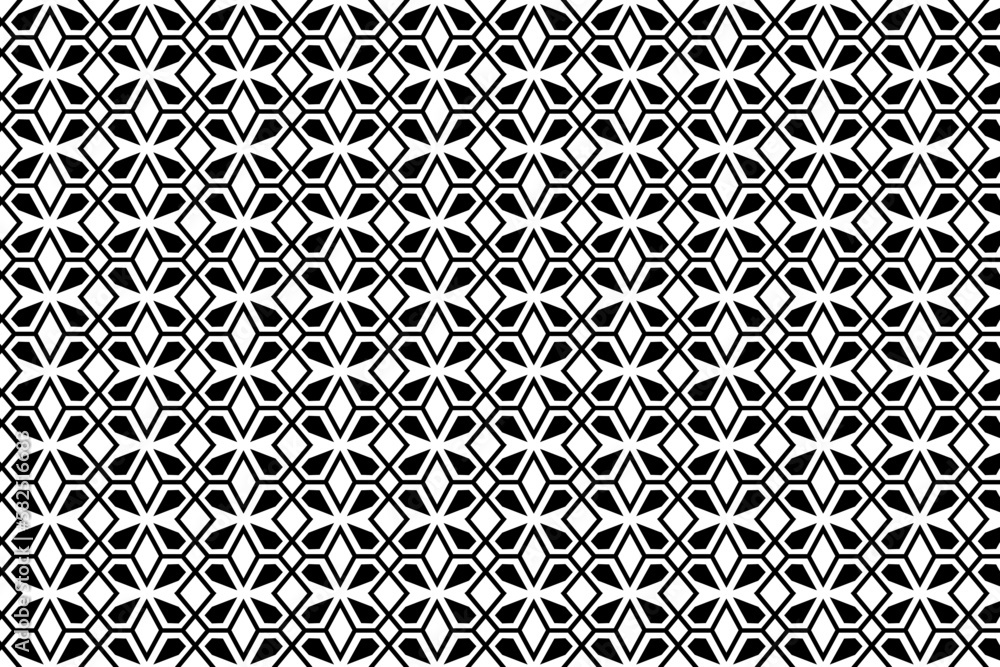 Poster abstract black and white vector geometric seamless pattern. repeating tileable, mosaic pattern. maki