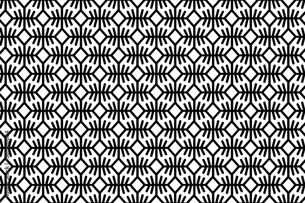 Poster abstract black and white vector geometric seamless pattern. repeating tileable, mosaic pattern. maki