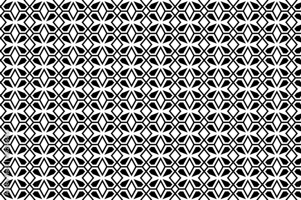 Poster abstract black and white vector geometric seamless pattern. repeating tileable, mosaic pattern. maki