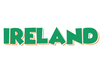 Letras palabra Ireland en texto manuscrito con los colores de la bandera de Irlanda