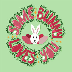 Easter flat vector composition Some bunny loves