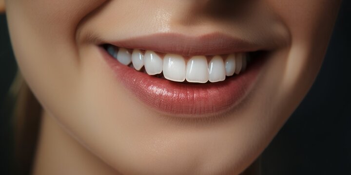 female smile with white teeth, generative ai