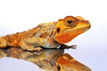 Agama lizard reflection. Generative AI