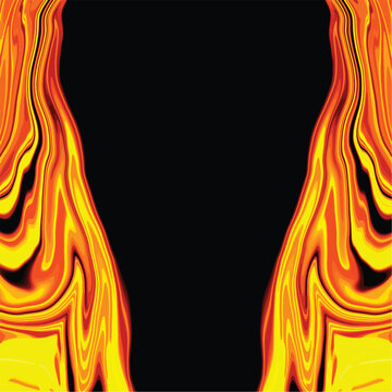 A black and yellow flames fluid background with a pattern of stripes and lines.