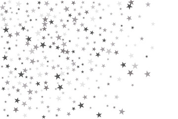 Star confetti. Silver casual confetti background. Bright design pattern.