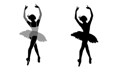silhouette of ballerina - obrazy, fototapety, plakaty