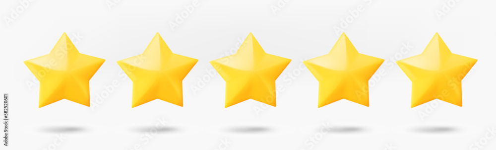 Poster five stars rating concept. 3d vector isolated on white background