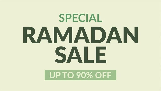special ramadan sale up to 90 percent off text loop animation