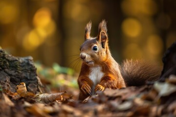 inquisitive squirrel in the forest. Generative AI