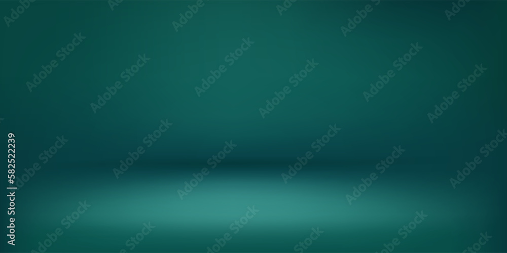 Poster Abstract illuminated empty dark green room. Design template. 3d vector background